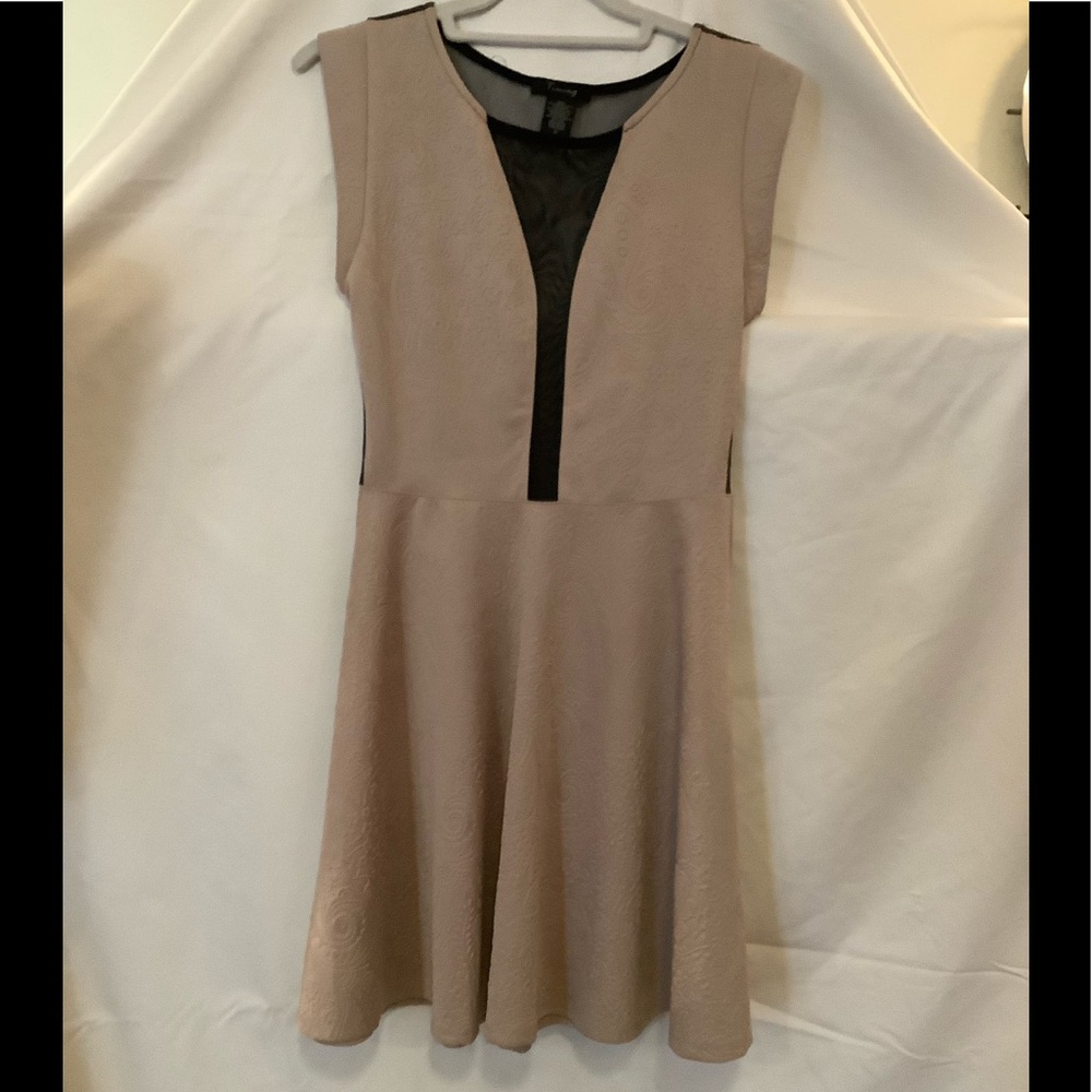 Black Sheer Back Beige Dress